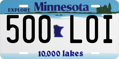 MN license plate 500LOI