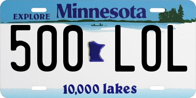 MN license plate 500LOL