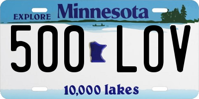 MN license plate 500LOV