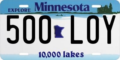 MN license plate 500LOY