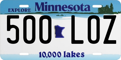 MN license plate 500LOZ