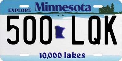 MN license plate 500LQK