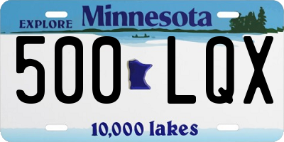 MN license plate 500LQX