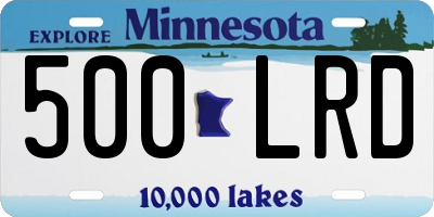 MN license plate 500LRD