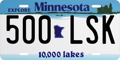 MN license plate 500LSK