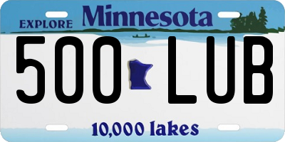 MN license plate 500LUB