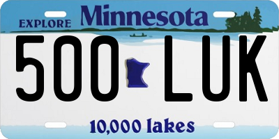 MN license plate 500LUK