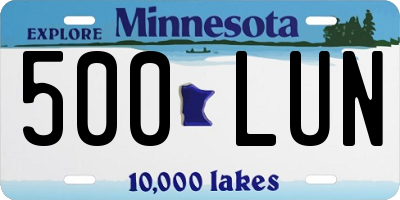 MN license plate 500LUN