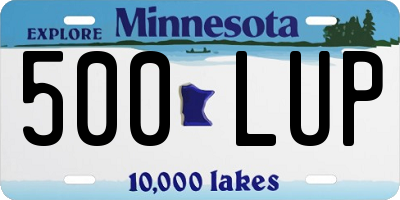 MN license plate 500LUP
