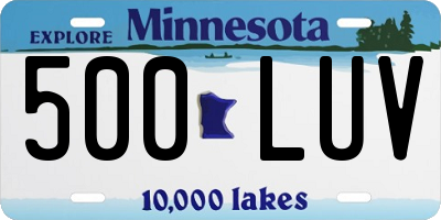 MN license plate 500LUV