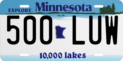 MN license plate 500LUW