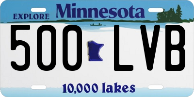 MN license plate 500LVB