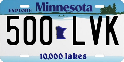 MN license plate 500LVK