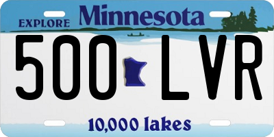 MN license plate 500LVR