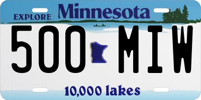 MN license plate 500MIW