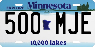 MN license plate 500MJE