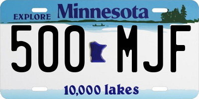 MN license plate 500MJF