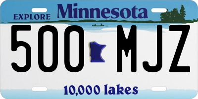 MN license plate 500MJZ