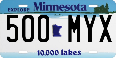 MN license plate 500MYX