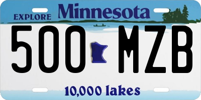 MN license plate 500MZB