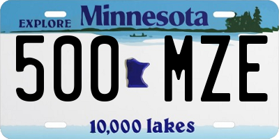 MN license plate 500MZE