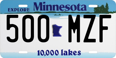 MN license plate 500MZF