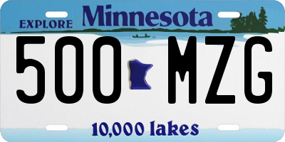 MN license plate 500MZG
