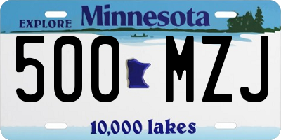 MN license plate 500MZJ
