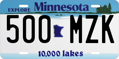 MN license plate 500MZK