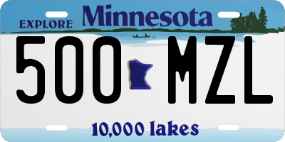 MN license plate 500MZL