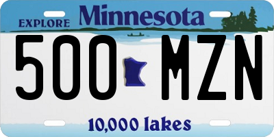 MN license plate 500MZN
