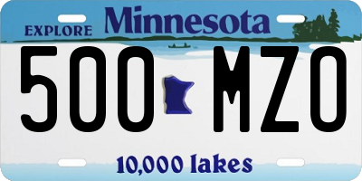 MN license plate 500MZO