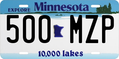 MN license plate 500MZP
