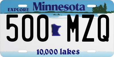 MN license plate 500MZQ