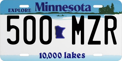 MN license plate 500MZR