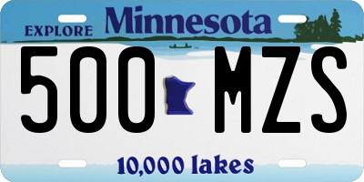 MN license plate 500MZS