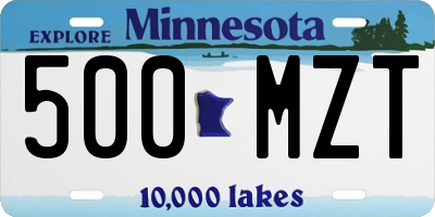 MN license plate 500MZT