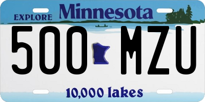 MN license plate 500MZU