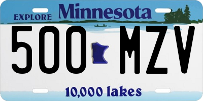 MN license plate 500MZV