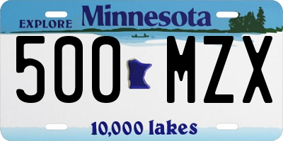 MN license plate 500MZX