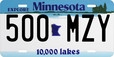MN license plate 500MZY