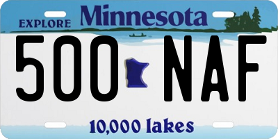 MN license plate 500NAF