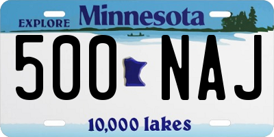 MN license plate 500NAJ