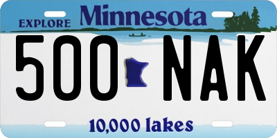 MN license plate 500NAK