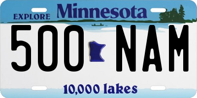 MN license plate 500NAM