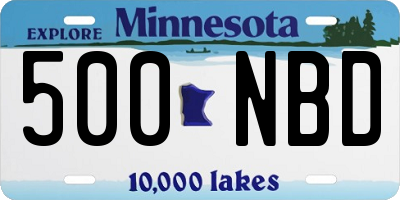 MN license plate 500NBD
