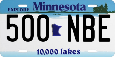 MN license plate 500NBE