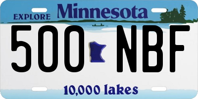 MN license plate 500NBF