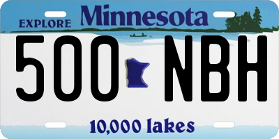 MN license plate 500NBH