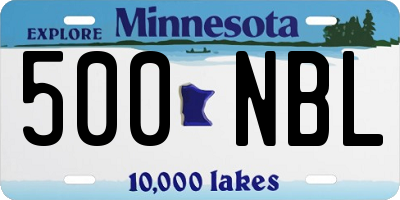 MN license plate 500NBL